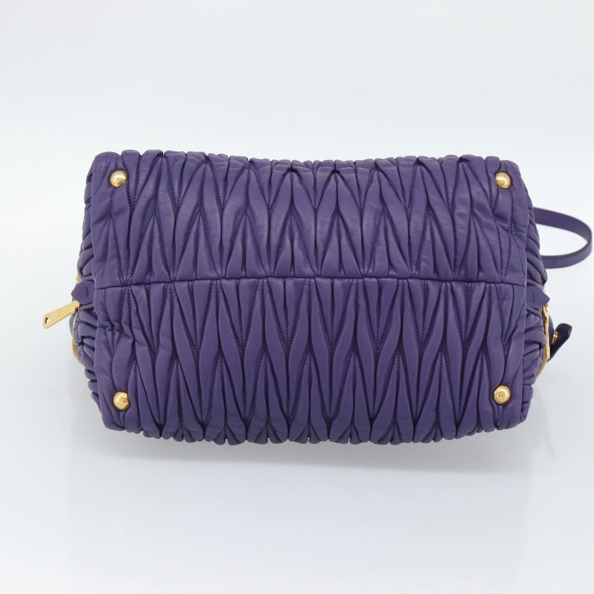 Miu Miu Hand Bag Leather 2way Purple Gold Auth BA13576V
