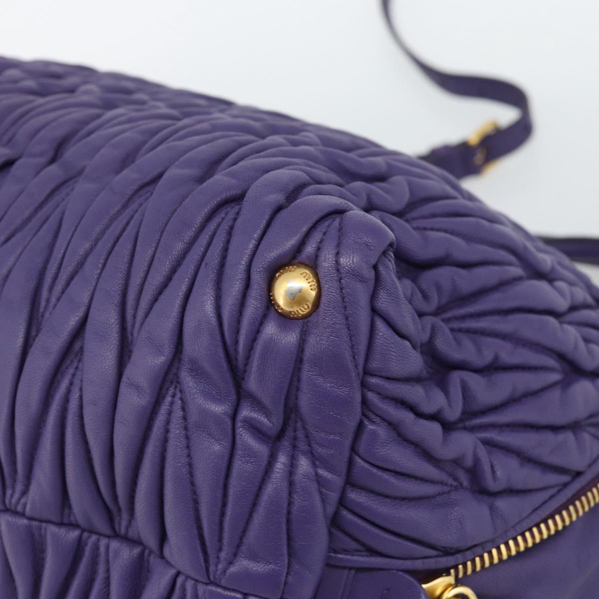 Miu Miu Hand Bag Leather 2way Purple Gold Auth BA13576V