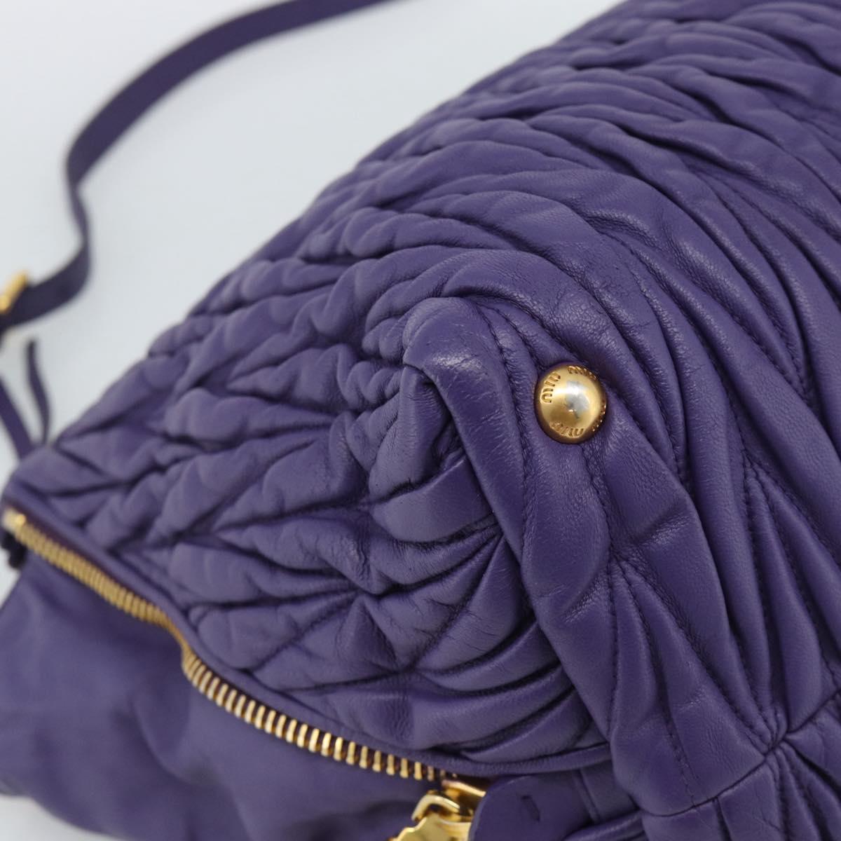 Miu Miu Hand Bag Leather 2way Purple Gold Auth BA13576V