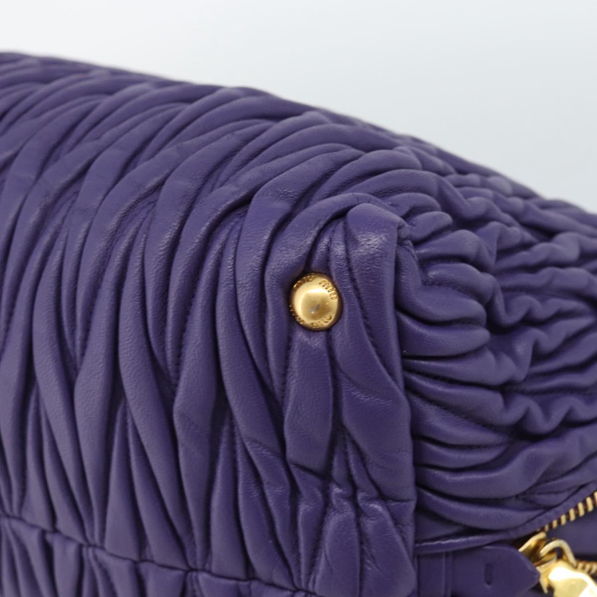 Miu Miu Hand Bag Leather 2way Purple Gold Auth BA13576V