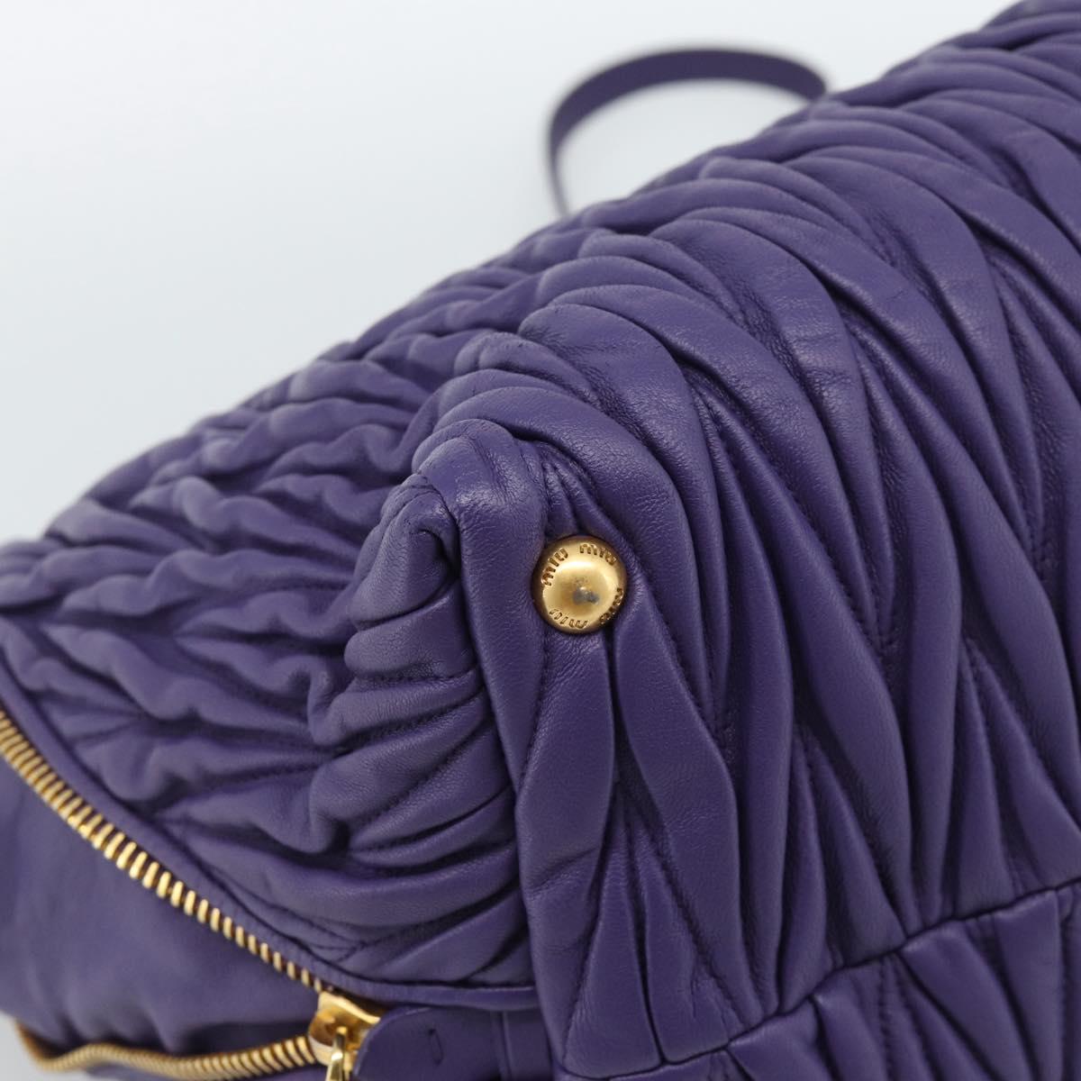 Miu Miu Hand Bag Leather 2way Purple Gold Auth BA13576V
