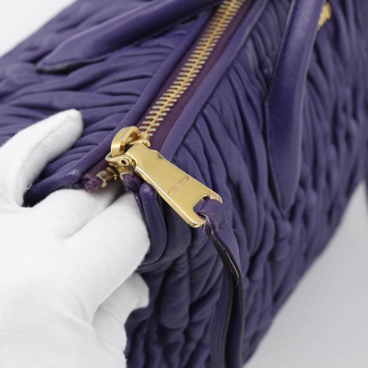 Miu Miu Hand Bag Leather 2way Purple Gold Auth BA13576V