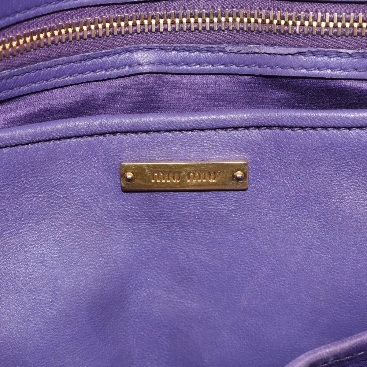 Miu Miu Hand Bag Leather 2way Purple Gold Auth BA13576V