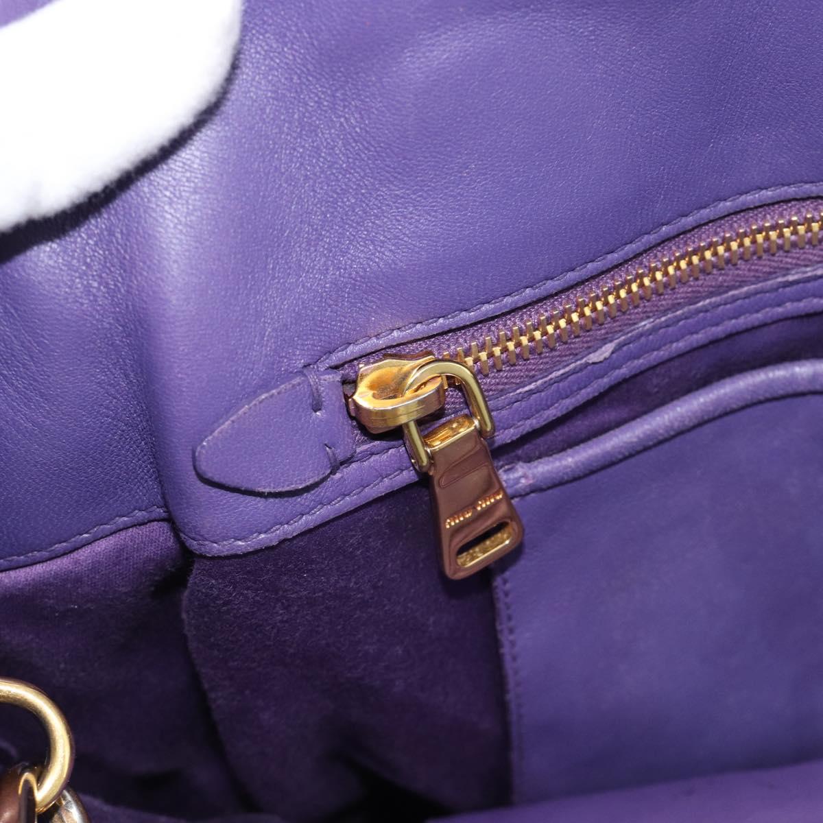 Miu Miu Hand Bag Leather 2way Purple Gold Auth BA13576V