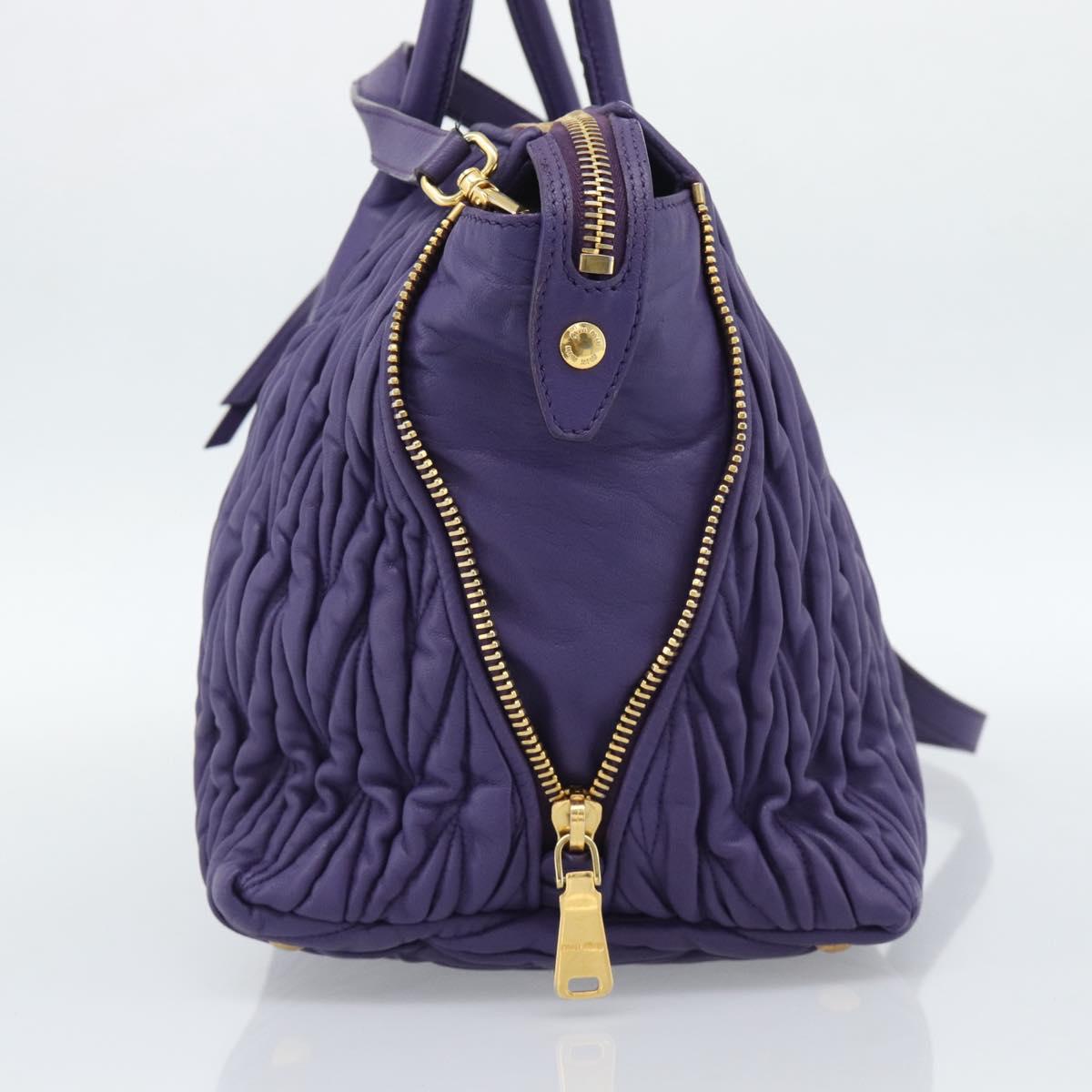 Miu Miu Hand Bag Leather 2way Purple Gold Auth BA13576V