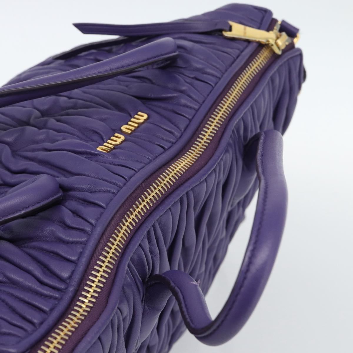 Miu Miu Hand Bag Leather 2way Purple Gold Auth BA13576V