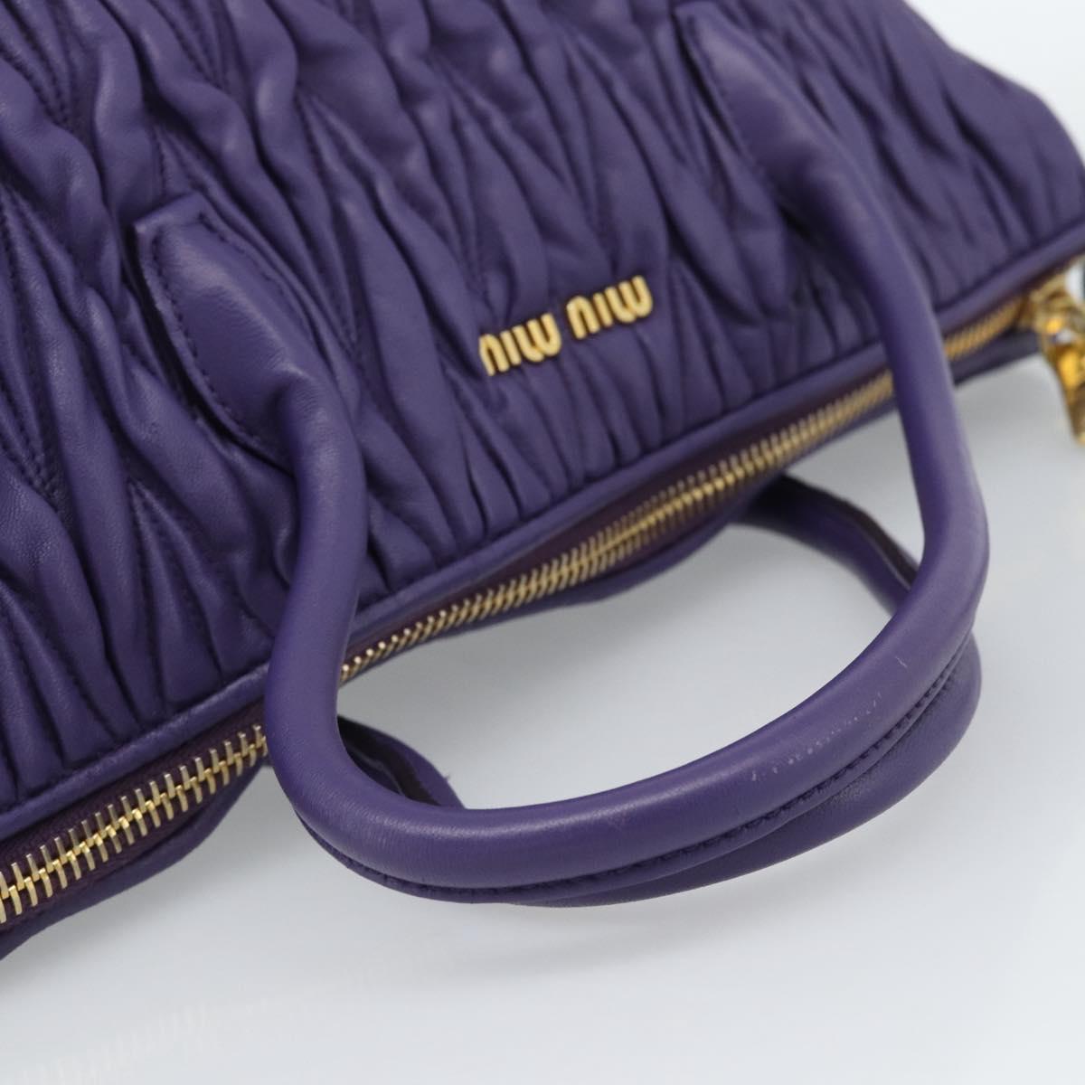 Miu Miu Hand Bag Leather 2way Purple Gold Auth BA13576V