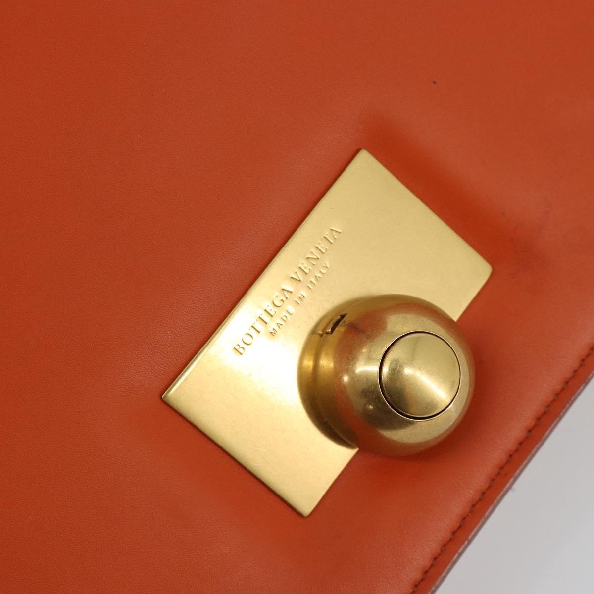 BOTTEGA VENETA Shoulder Bag Leather Orange Gold Auth BA13577V