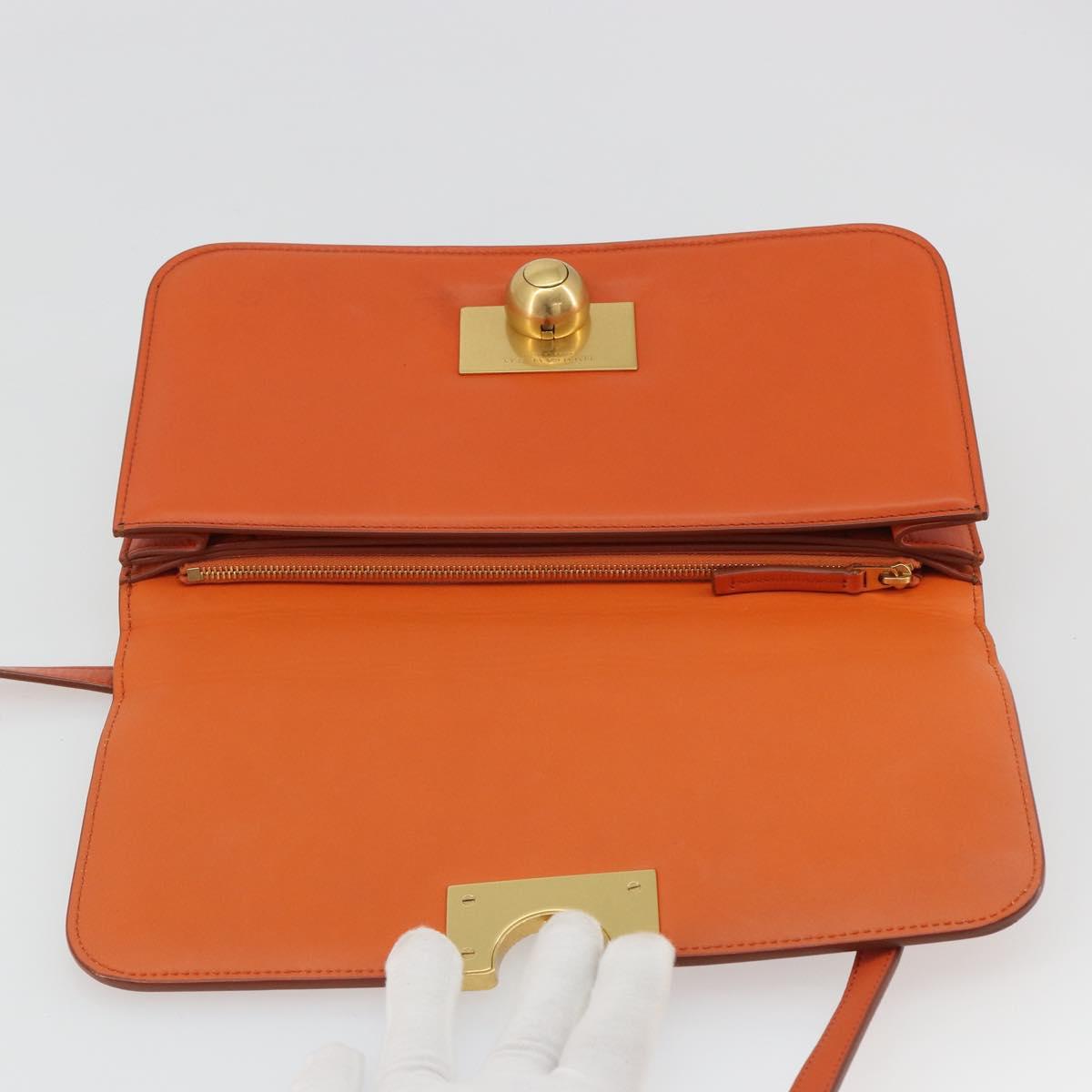 BOTTEGA VENETA Shoulder Bag Leather Orange Gold Auth BA13577V