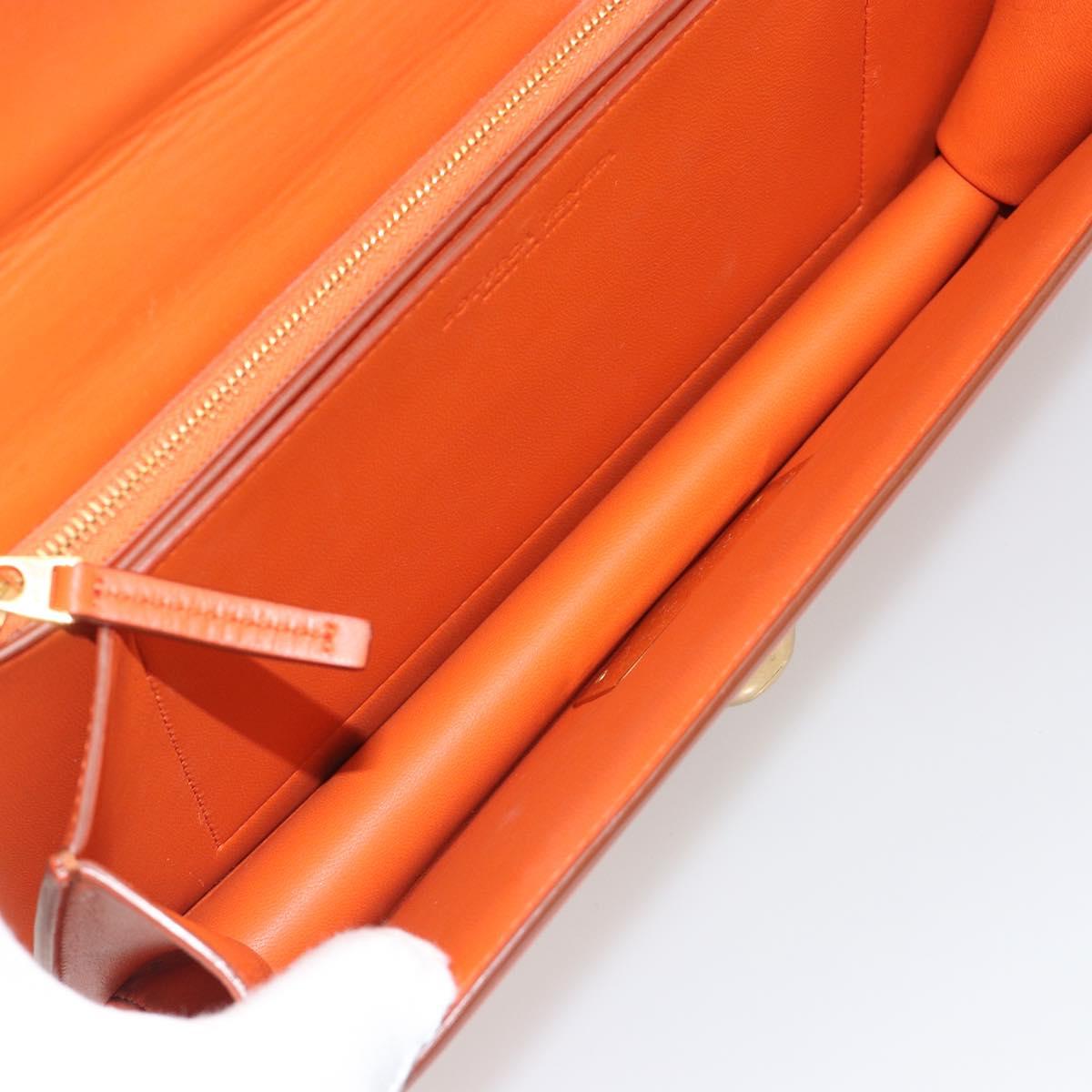 BOTTEGA VENETA Shoulder Bag Leather Orange Gold Auth BA13577V