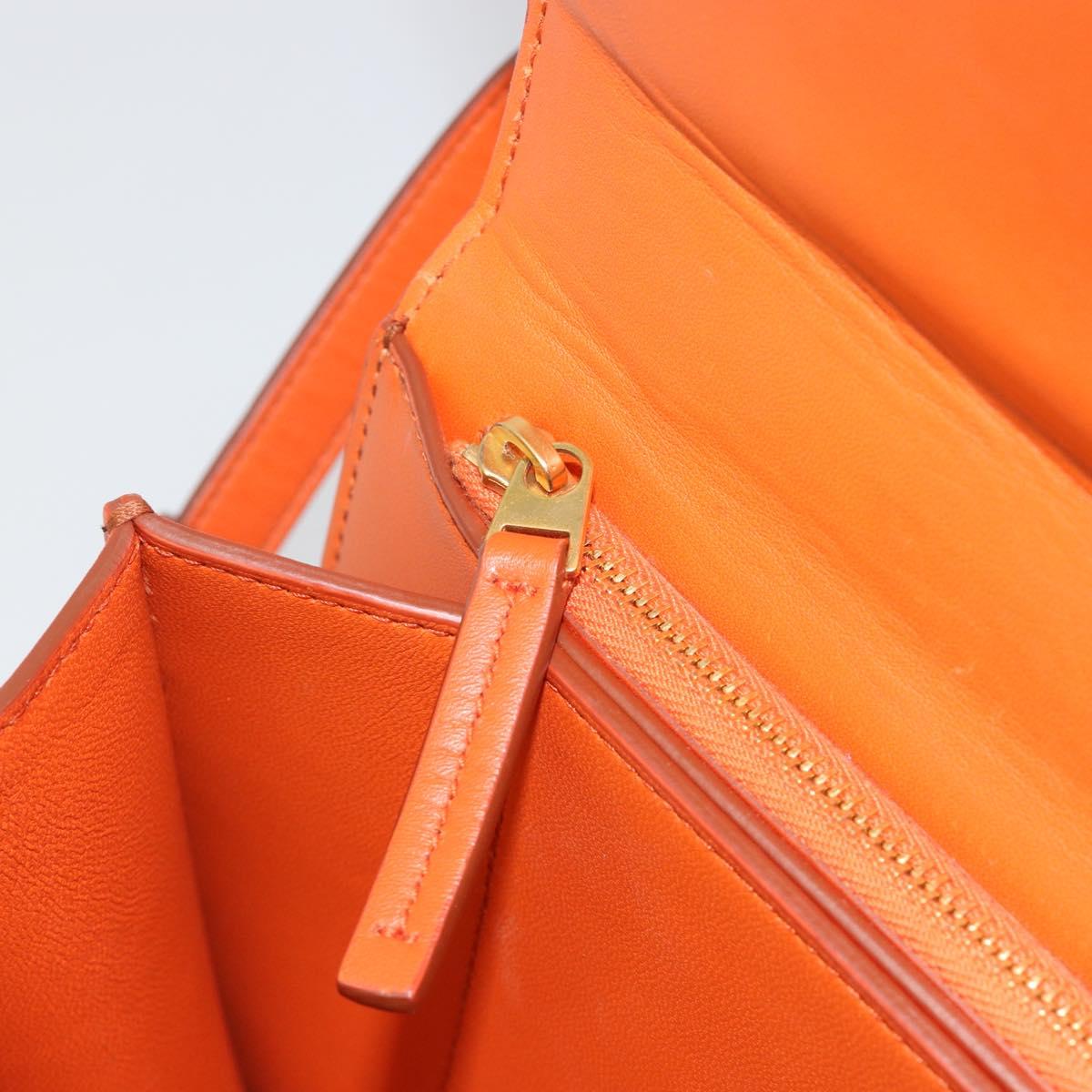 BOTTEGA VENETA Shoulder Bag Leather Orange Gold Auth BA13577V