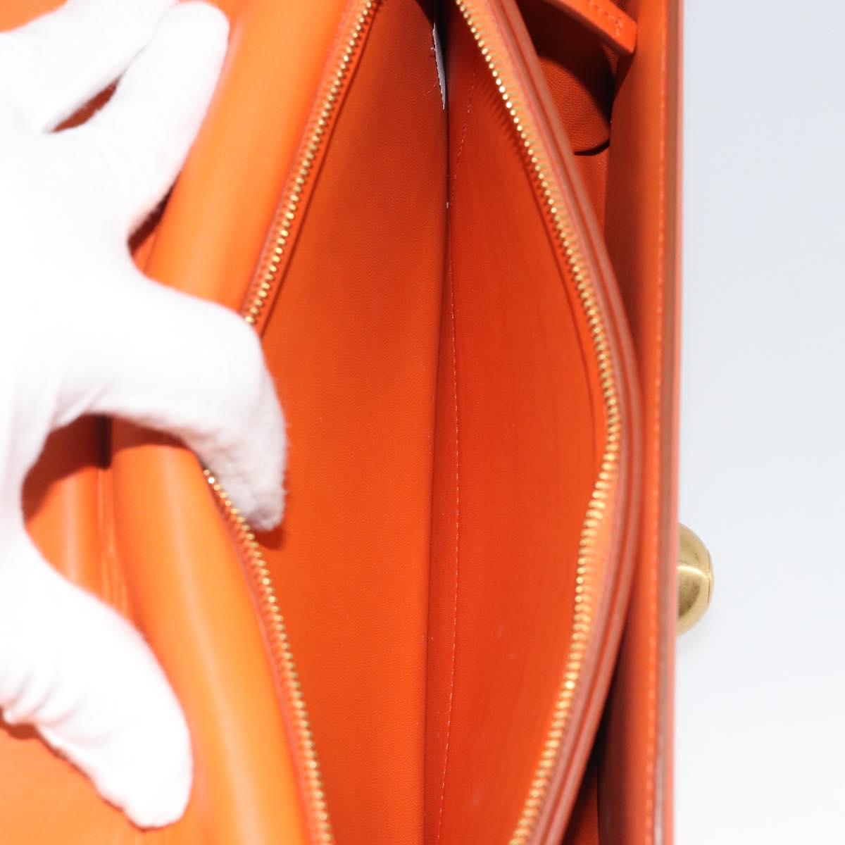 BOTTEGA VENETA Shoulder Bag Leather Orange Gold Auth BA13577V