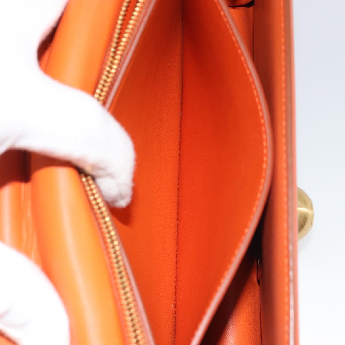 BOTTEGA VENETA Shoulder Bag Leather Orange Gold Auth BA13577V