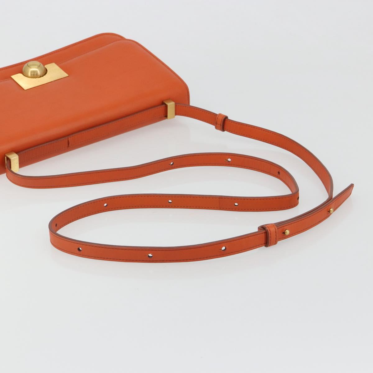 BOTTEGA VENETA Shoulder Bag Leather Orange Gold Auth BA13577V