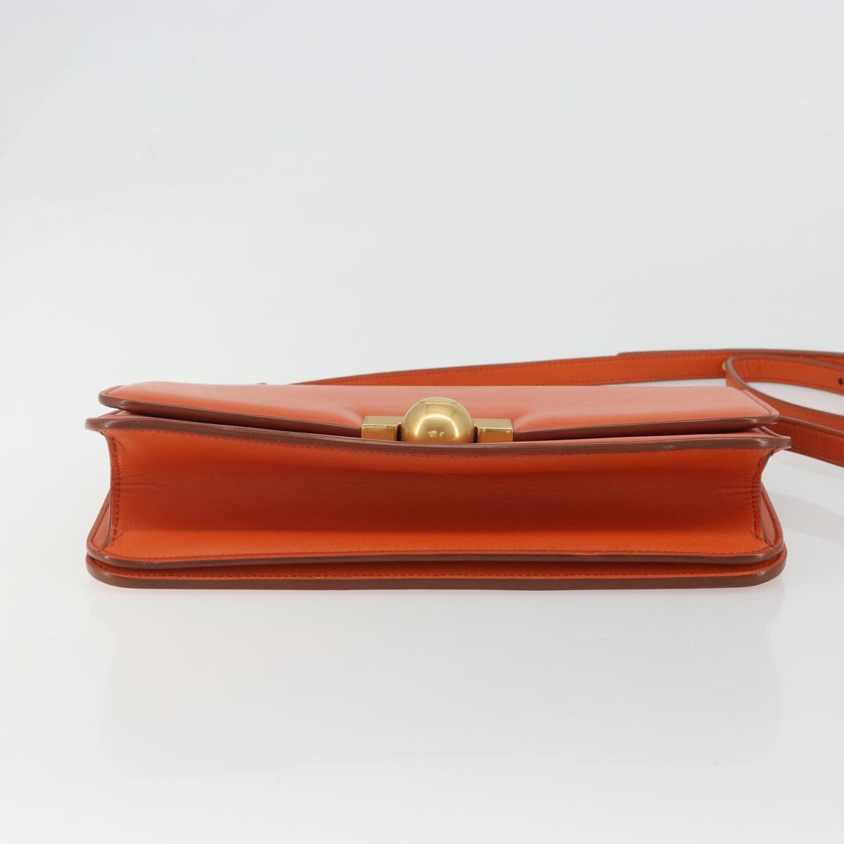 BOTTEGA VENETA Shoulder Bag Leather Orange Gold Auth BA13577V