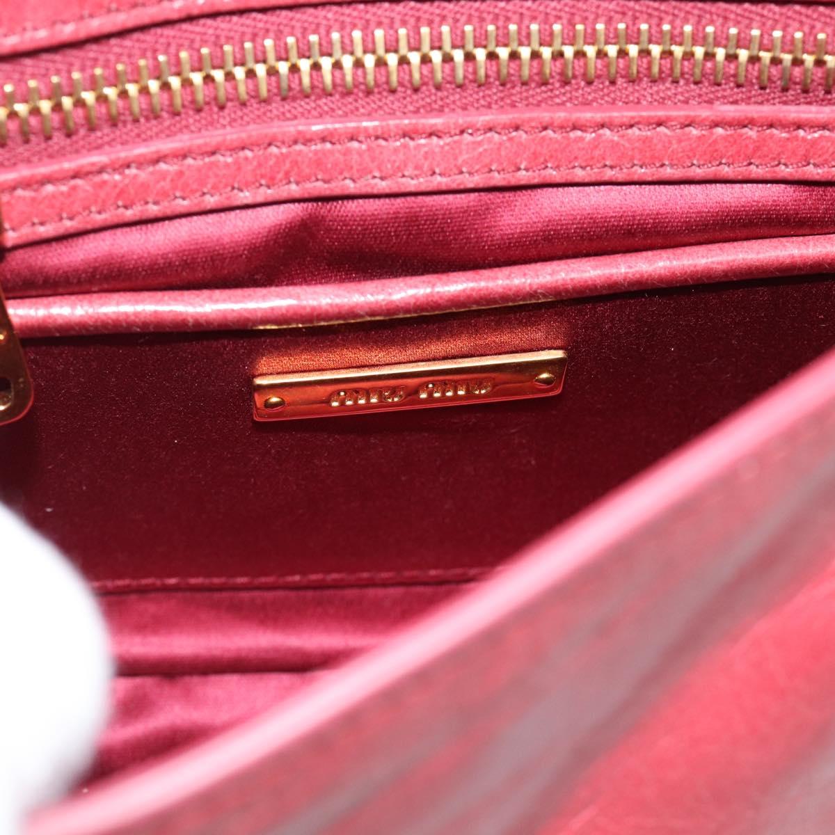 Miu Miu Shoulder Bag Leather Red Gold Auth BA13578A