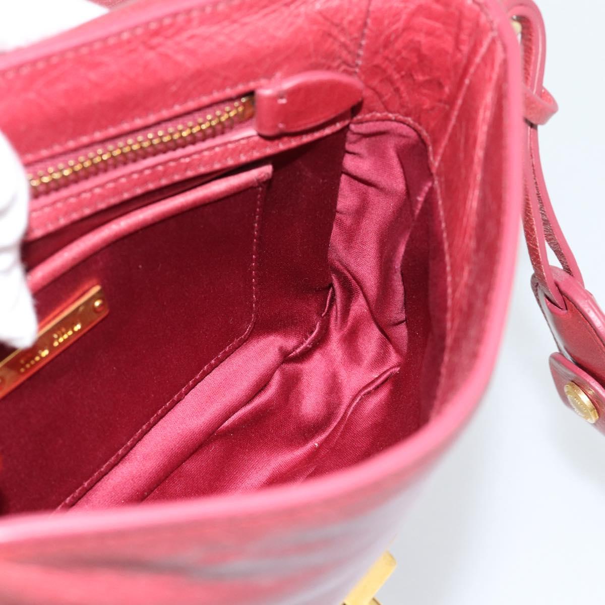 Miu Miu Shoulder Bag Leather Red Gold Auth BA13578A