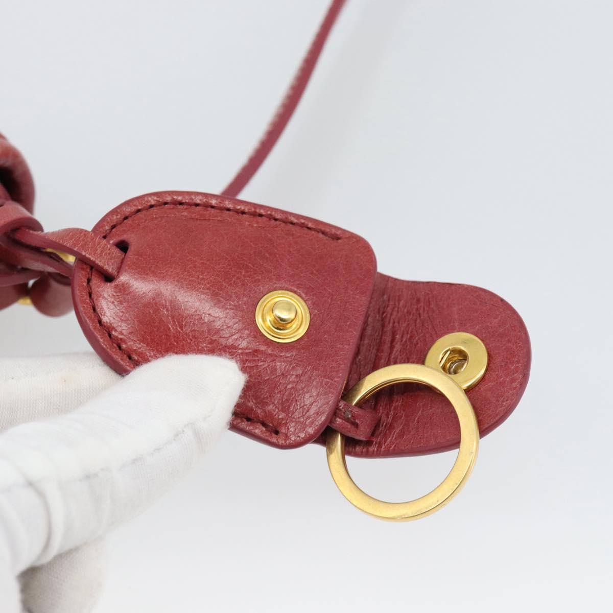 Miu Miu Shoulder Bag Leather Red Gold Auth BA13578A