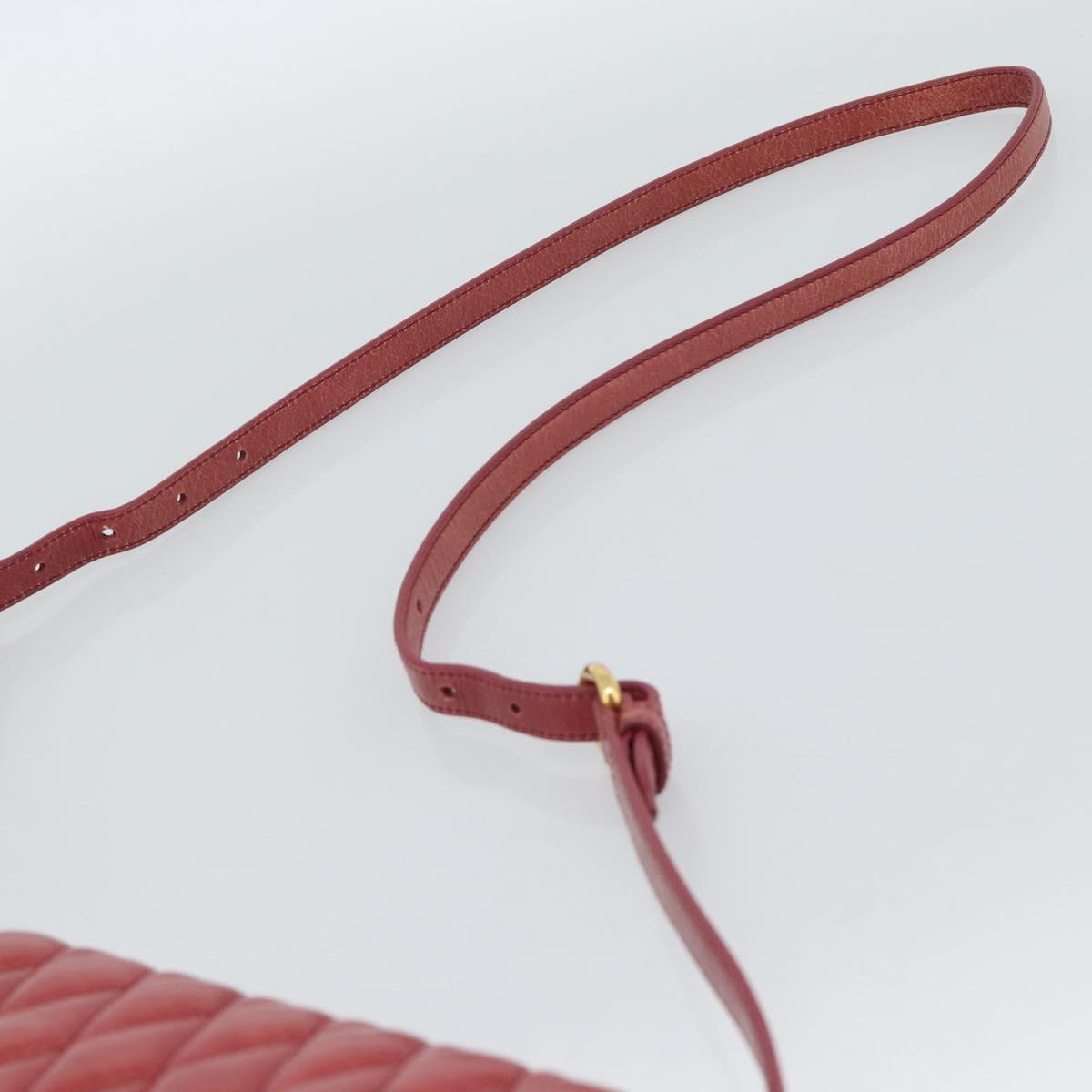 Miu Miu Shoulder Bag Leather Red Gold Auth BA13578A