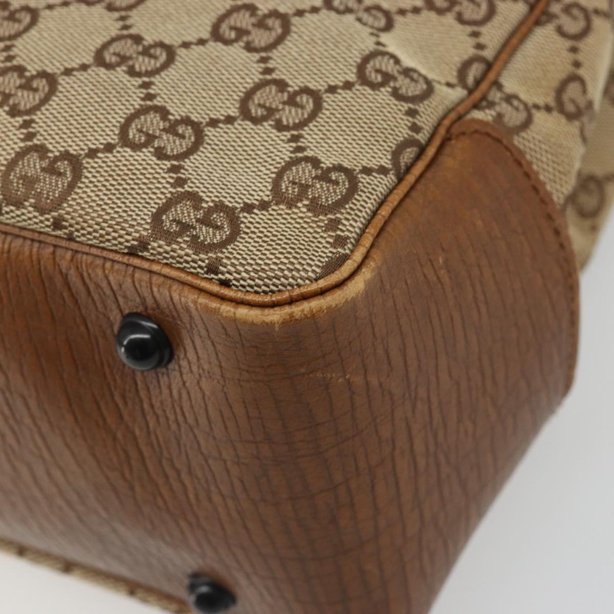 GUCCI GG Canvas Bamboo Tote Bag Beige 112526 Auth BA13579A