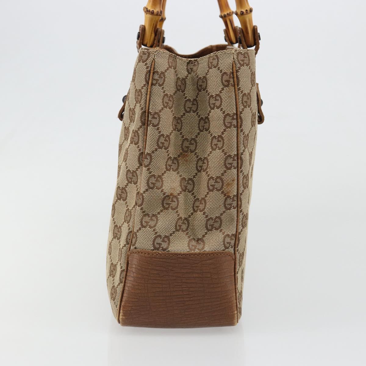 GUCCI GG Canvas Bamboo Tote Bag Beige 112526 Auth BA13579A