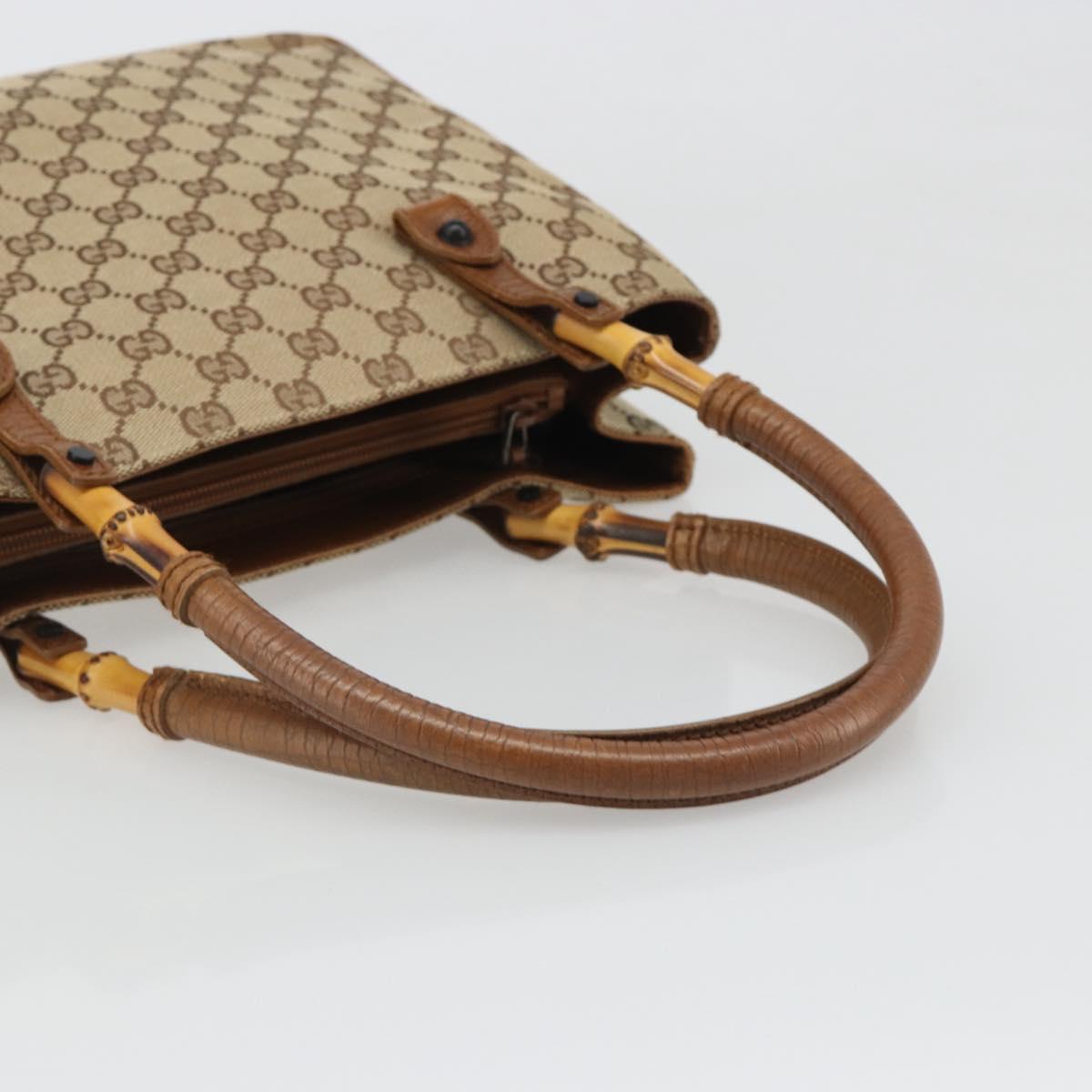 GUCCI GG Canvas Bamboo Tote Bag Beige 112526 Auth BA13579A