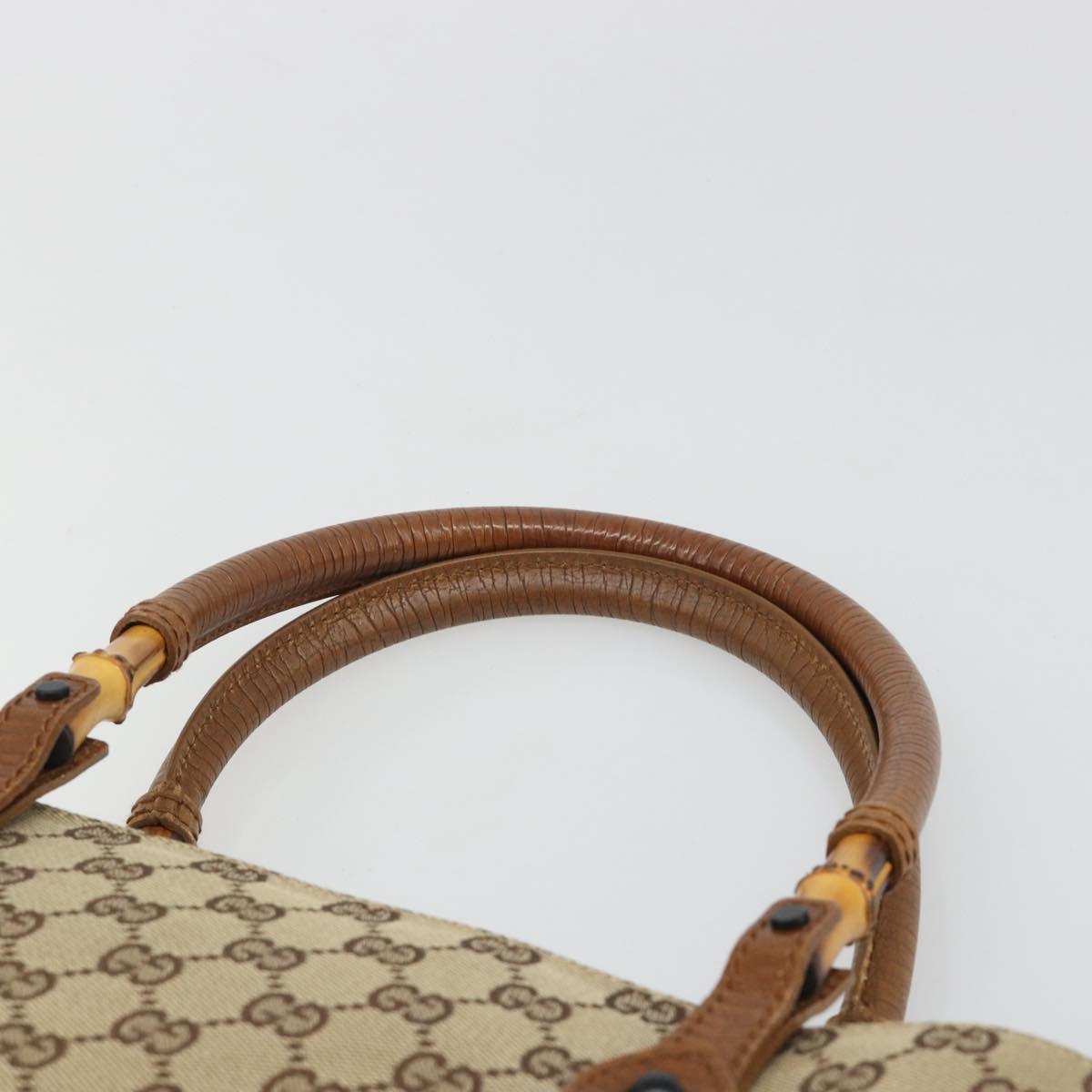 GUCCI GG Canvas Bamboo Tote Bag Beige 112526 Auth BA13579A