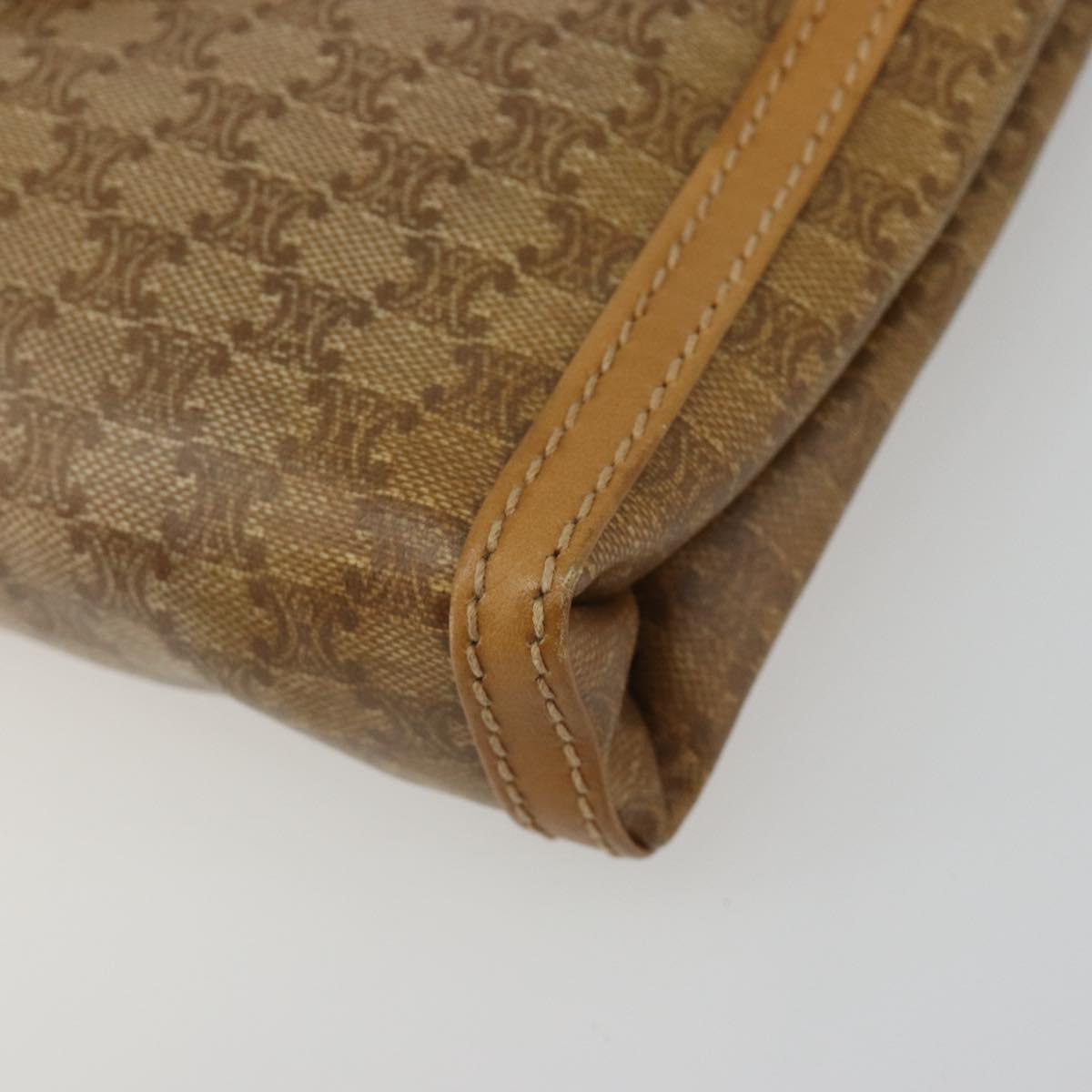 CELINE Macadam Canvas Shoulder Bag PVC Beige Gold Auth BA13580
