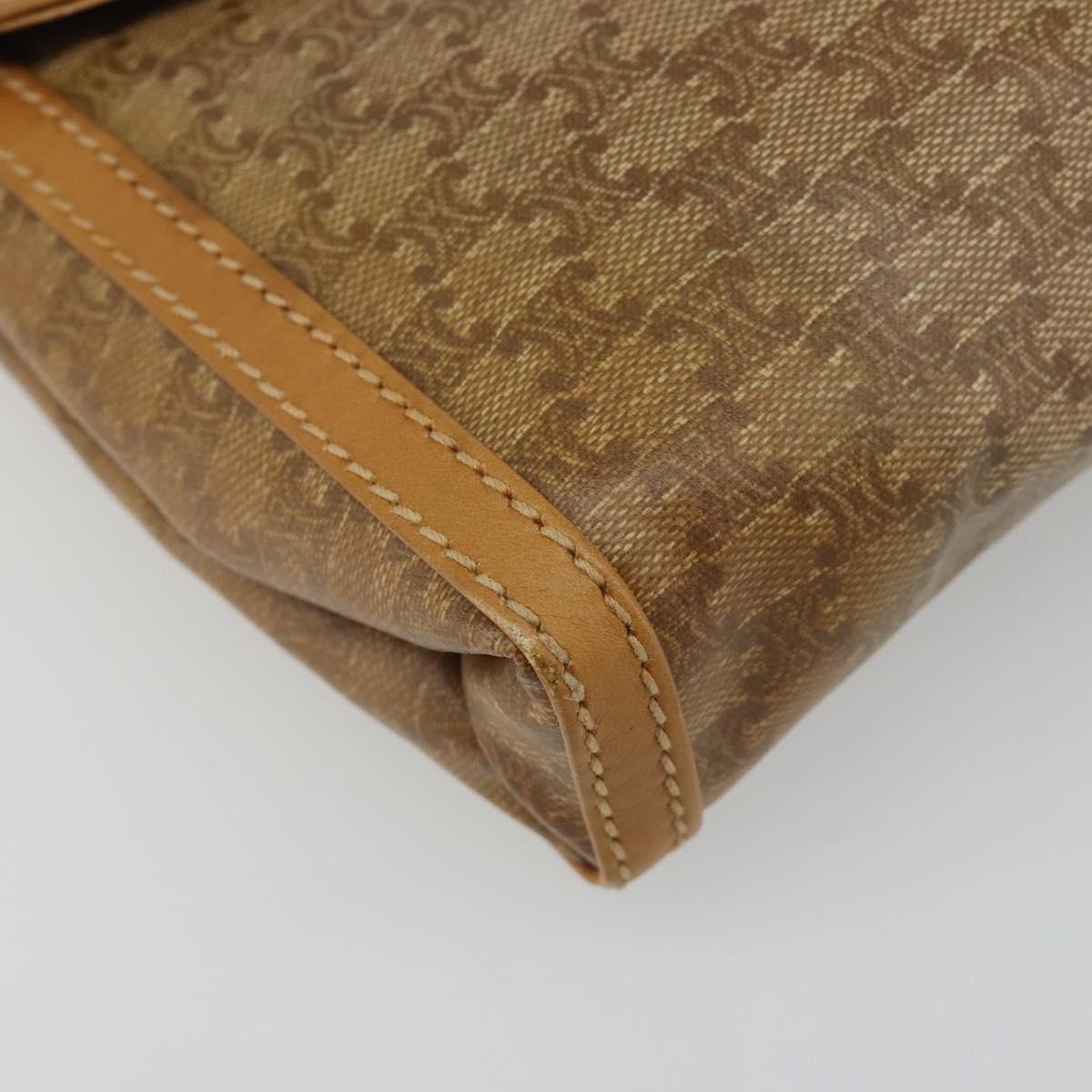 CELINE Macadam Canvas Shoulder Bag PVC Beige Gold Auth BA13580