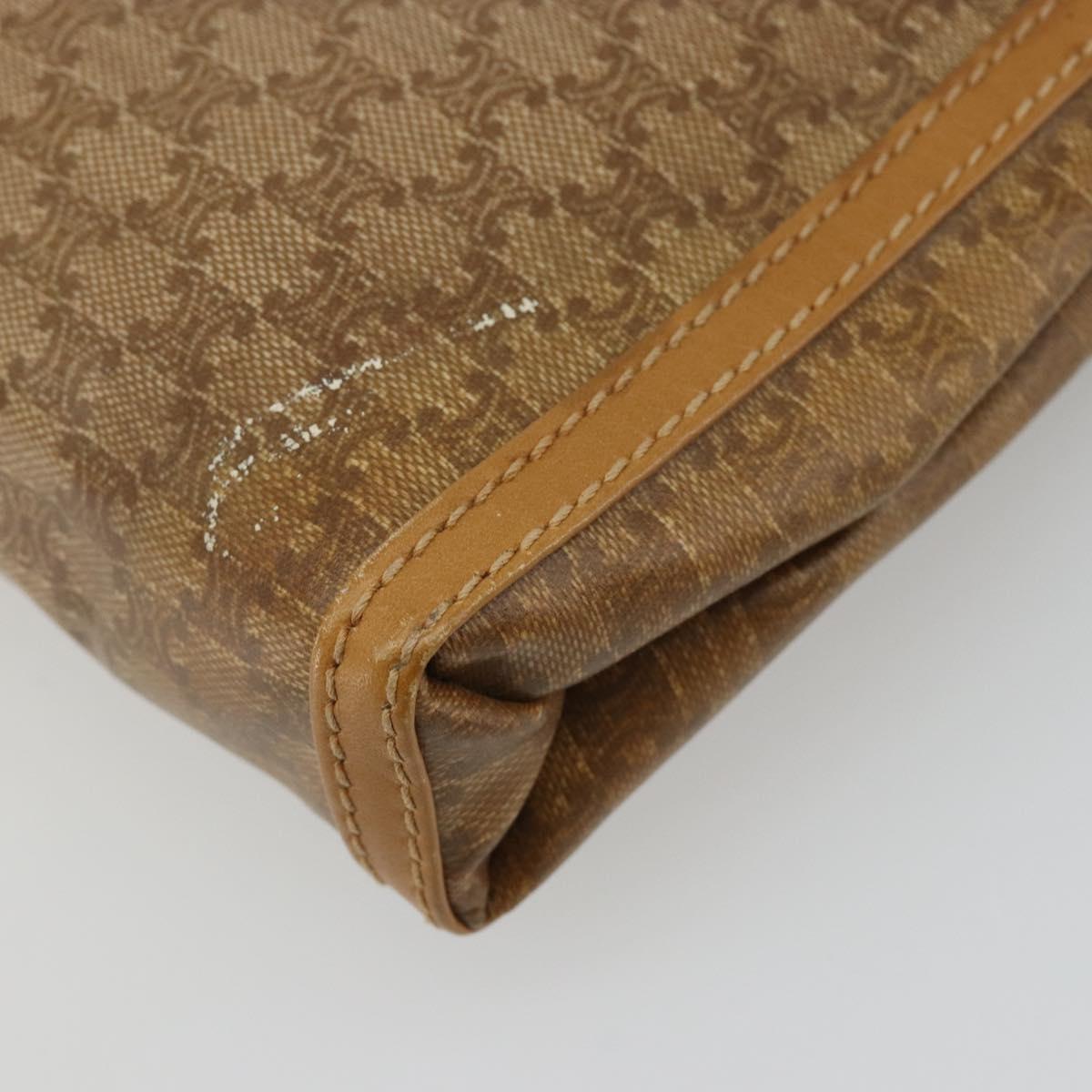 CELINE Macadam Canvas Shoulder Bag PVC Beige Gold Auth BA13580