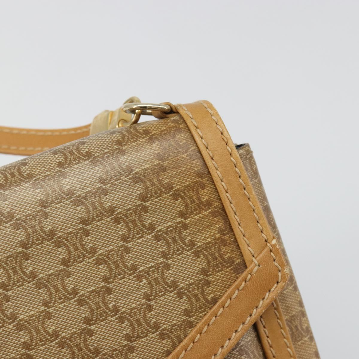 CELINE Macadam Canvas Shoulder Bag PVC Beige Gold Auth BA13580
