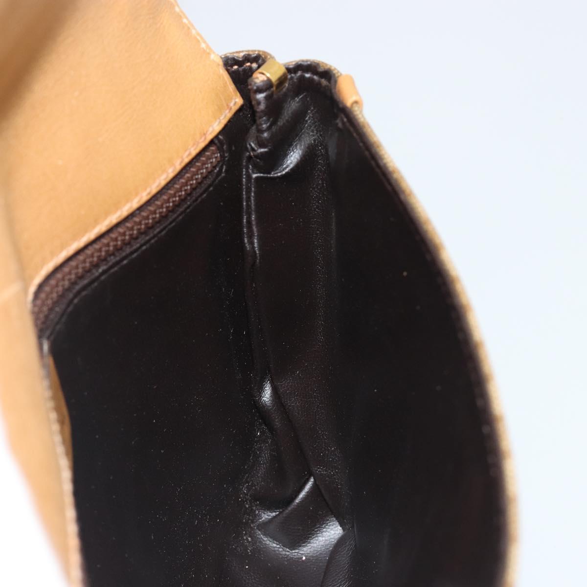 CELINE Macadam Canvas Shoulder Bag PVC Beige Gold Auth BA13580
