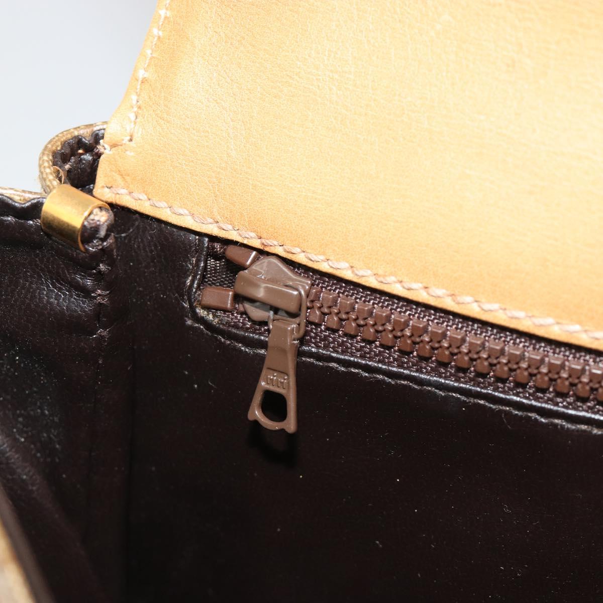 CELINE Macadam Canvas Shoulder Bag PVC Beige Gold Auth BA13580