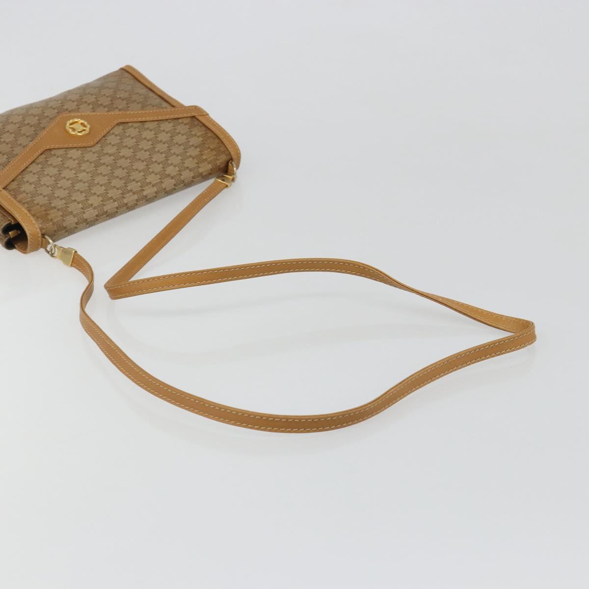 CELINE Macadam Canvas Shoulder Bag PVC Beige Gold Auth BA13580