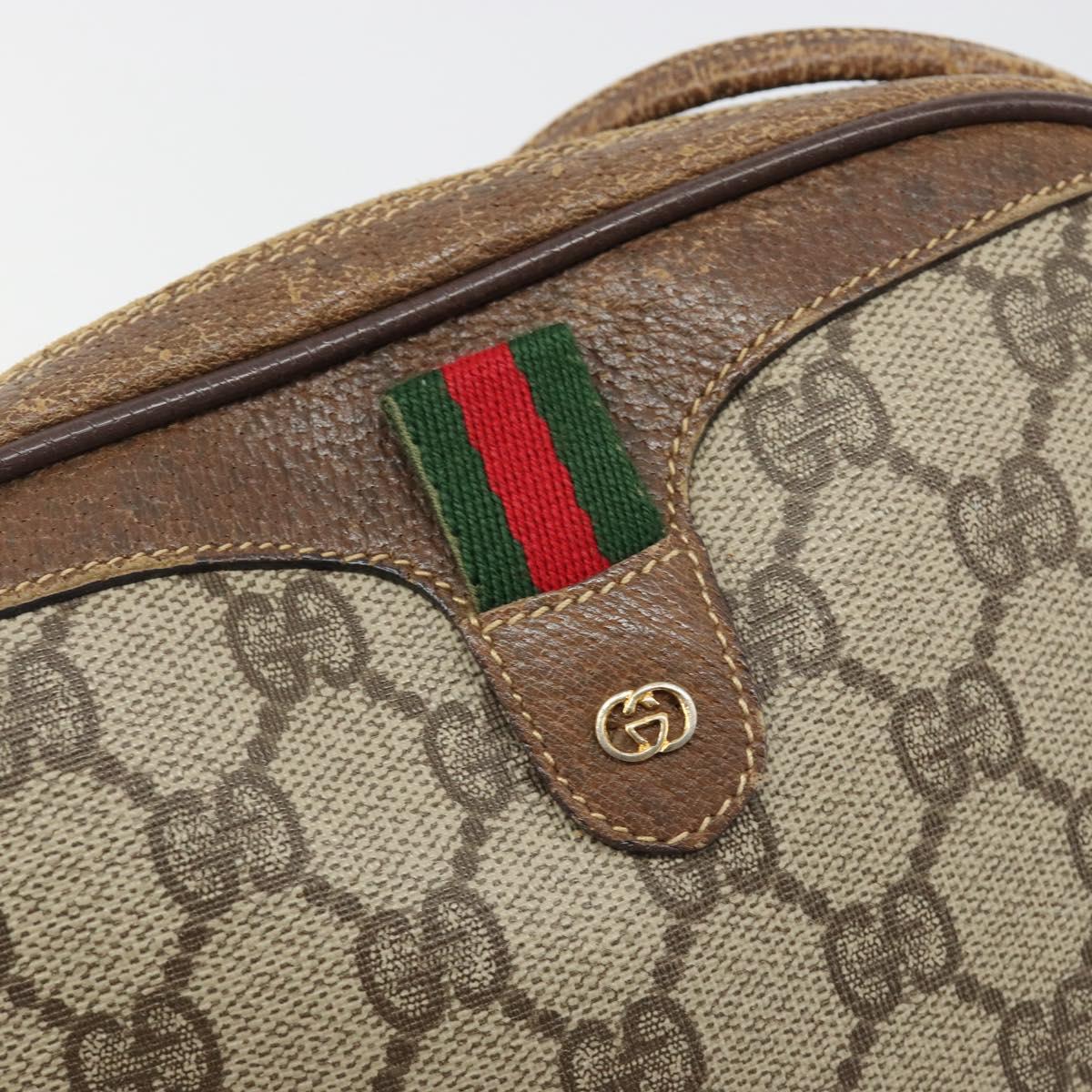 GUCCI GG Supreme Web Sherry Line Bag PVC Beige Gold 007 58 6112 Auth BA13581