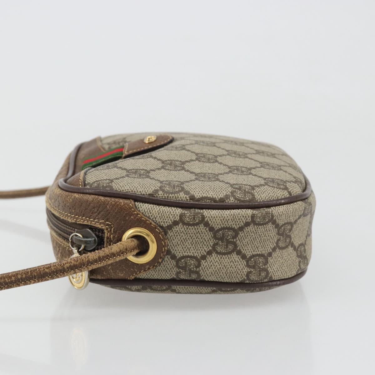 GUCCI GG Supreme Web Sherry Line Bag PVC Beige Gold 007 58 6112 Auth BA13581