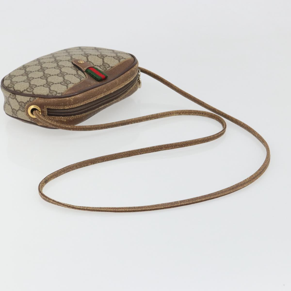 GUCCI GG Supreme Web Sherry Line Bag PVC Beige Gold 007 58 6112 Auth BA13581
