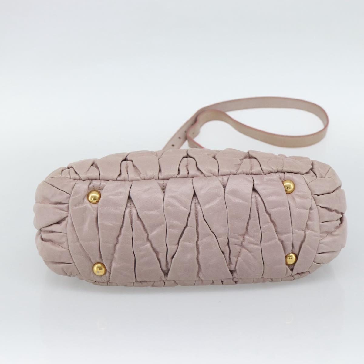 Miu Miu Hand Bag Leather 2way Pink Gold Auth BA13582A