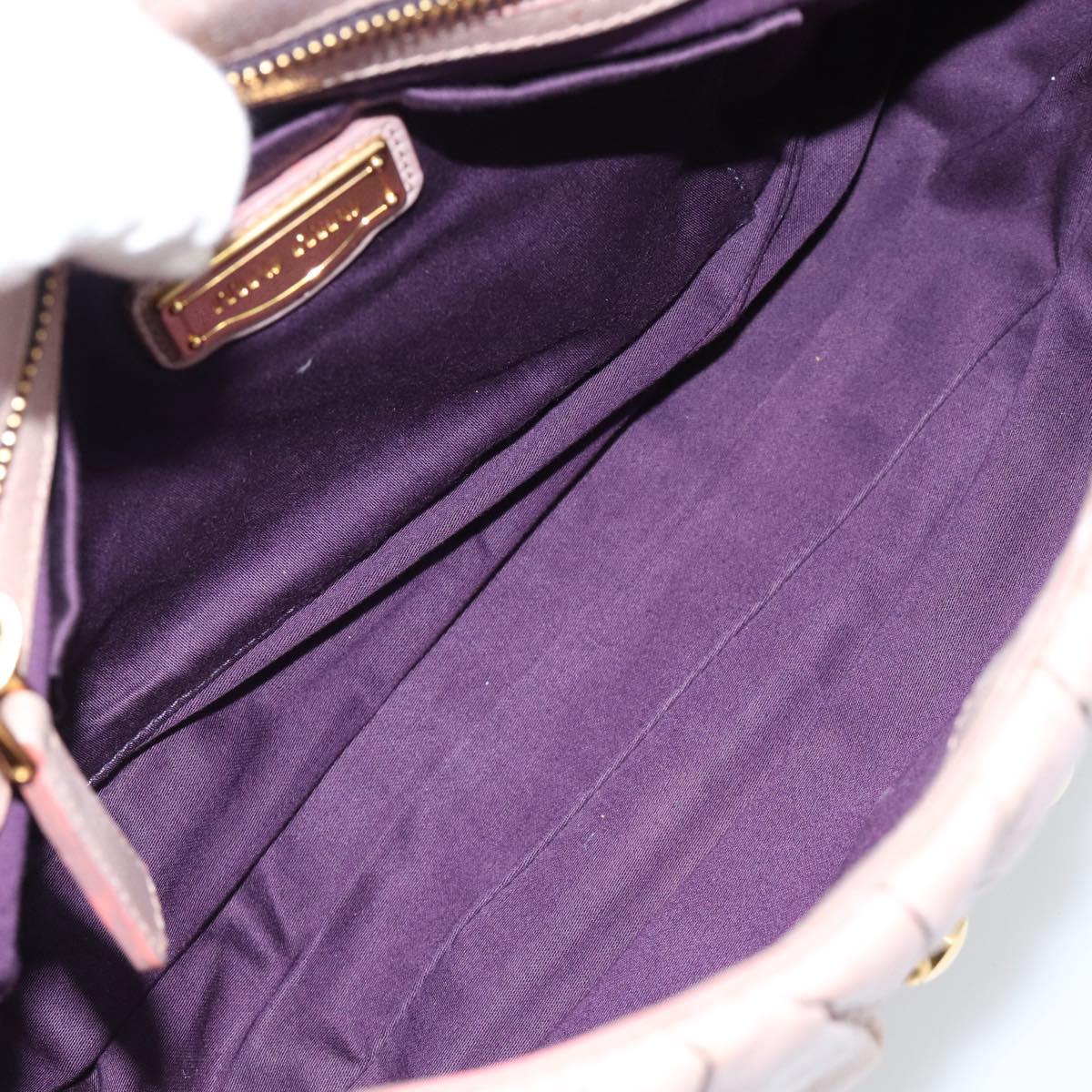 Miu Miu Hand Bag Leather 2way Pink Gold Auth BA13582A