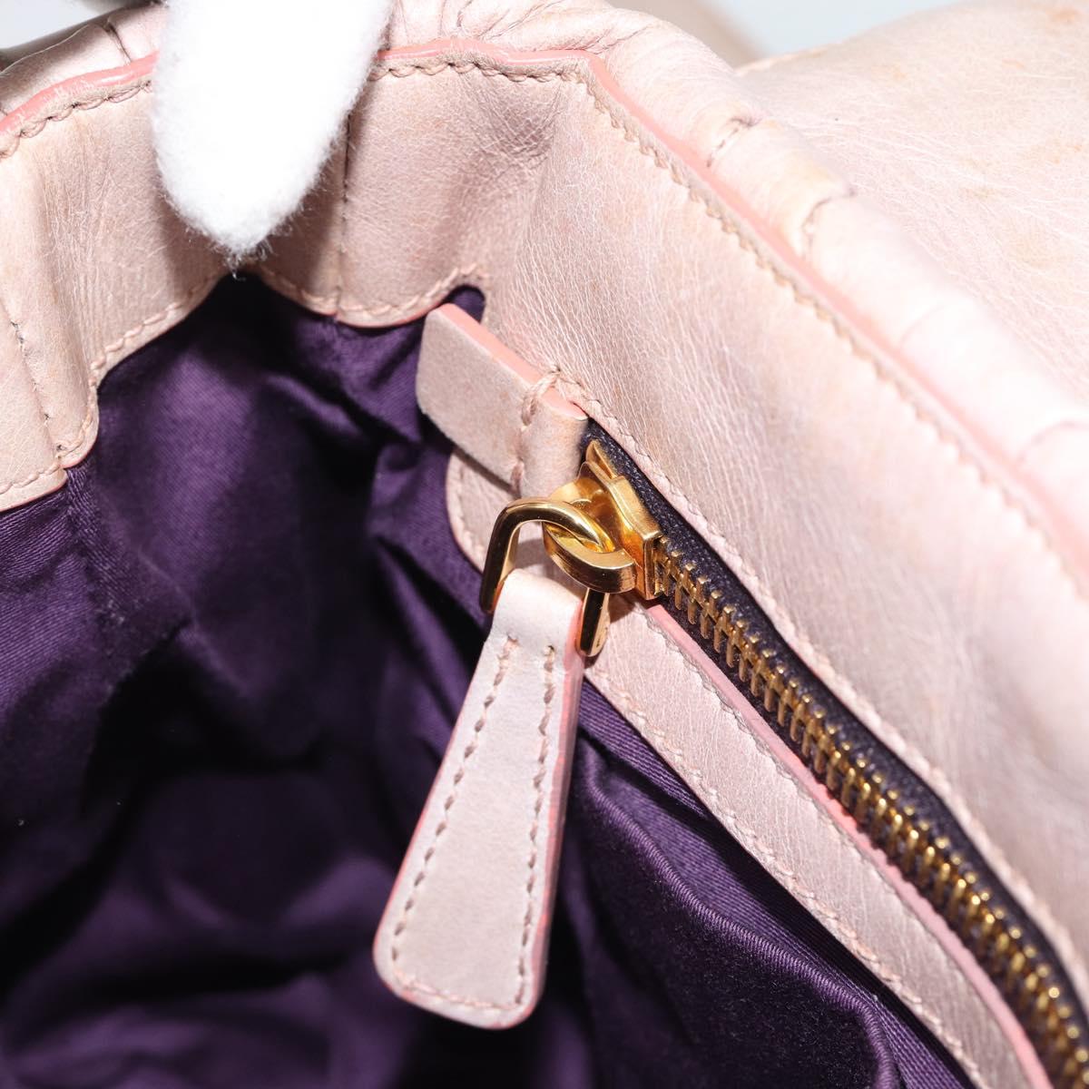 Miu Miu Hand Bag Leather 2way Pink Gold Auth BA13582A