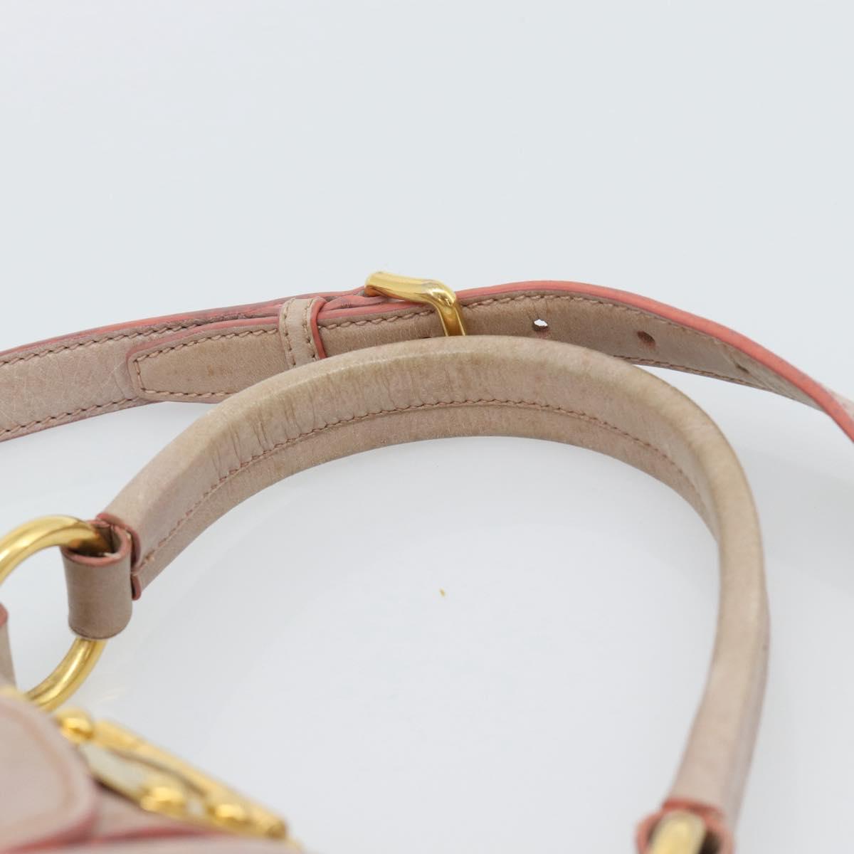 Miu Miu Hand Bag Leather 2way Pink Gold Auth BA13582A