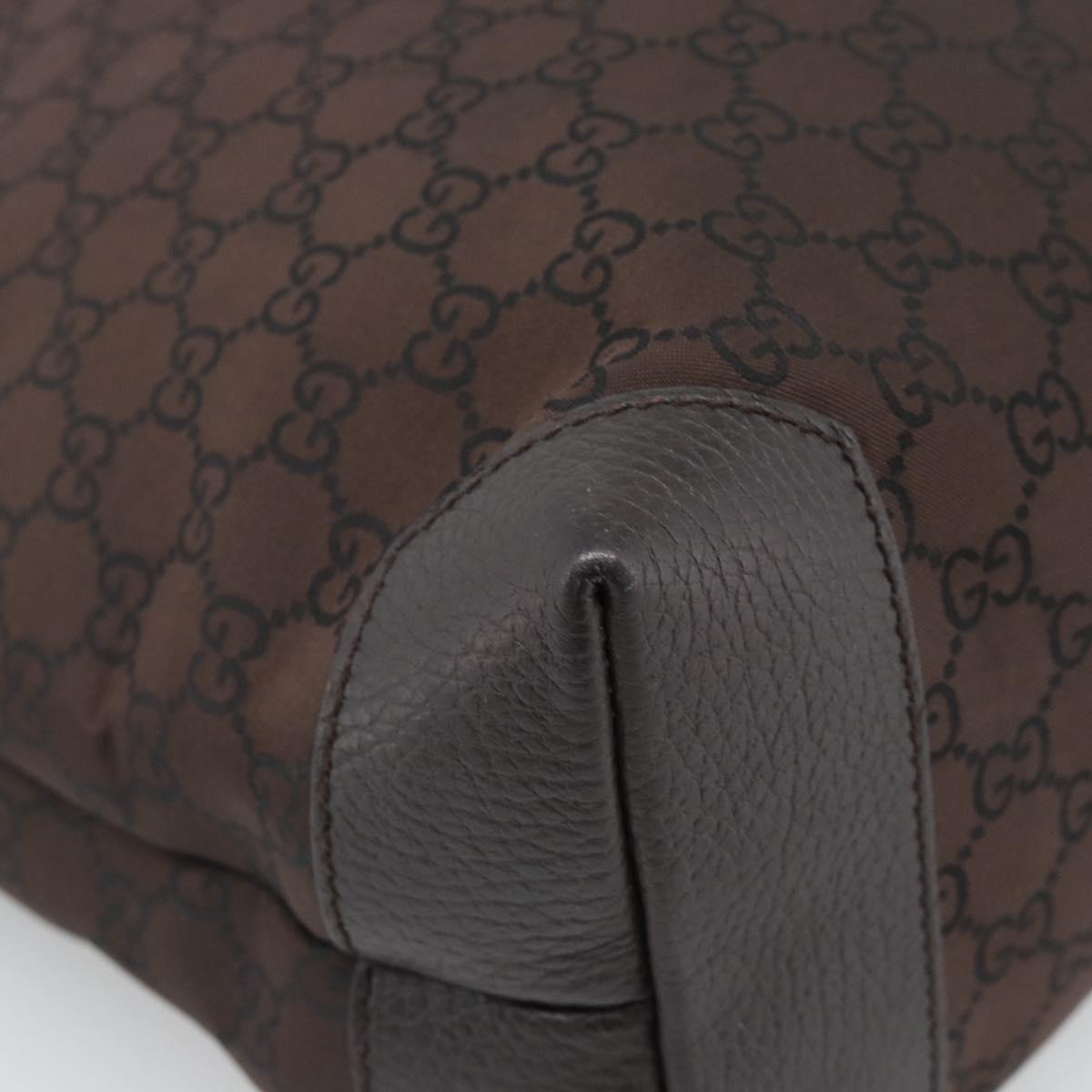 GUCCI GG Canvas Tote Bag Nylon Brown Silver 180450 Auth BA13588A