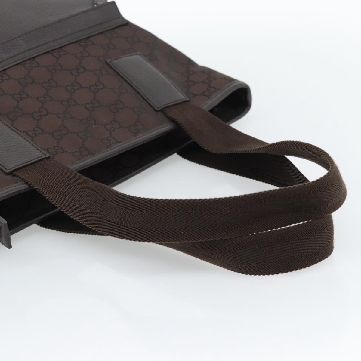 GUCCI GG Canvas Tote Bag Nylon Brown Silver 180450 Auth BA13588A