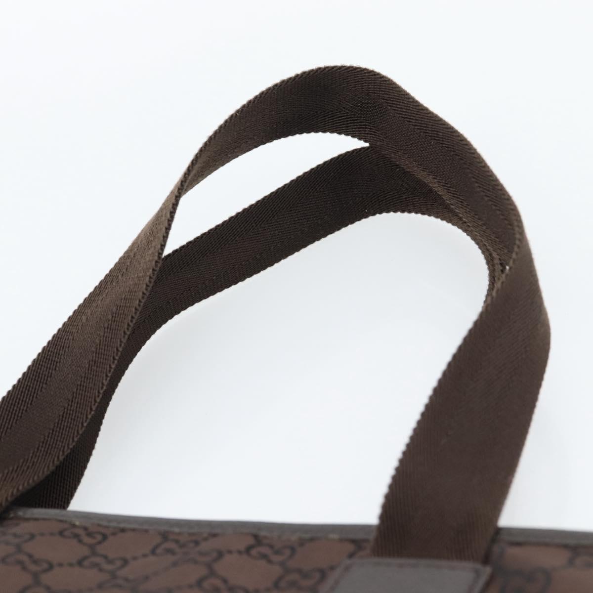 GUCCI GG Canvas Tote Bag Nylon Brown Silver 180450 Auth BA13588A