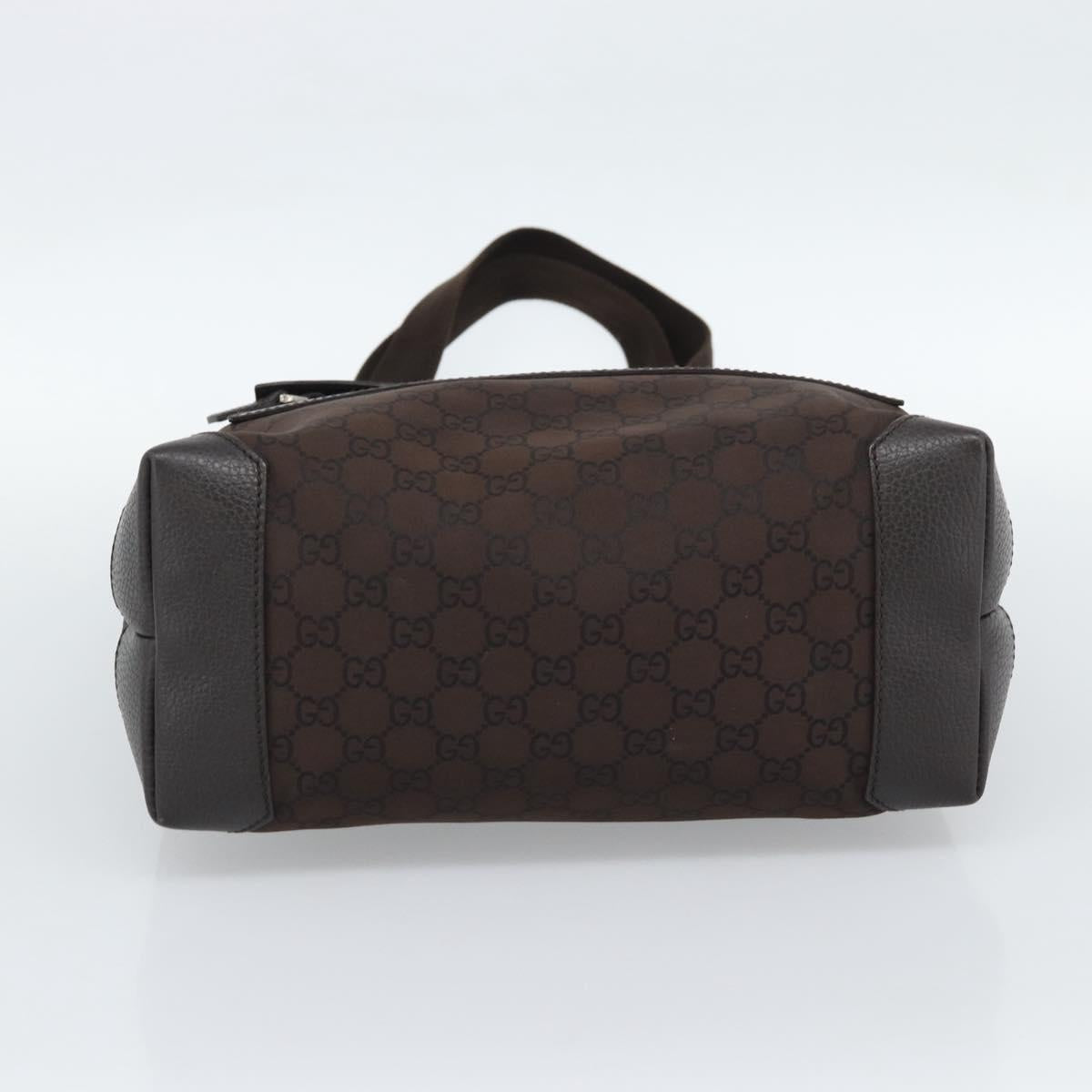 GUCCI GG Canvas Tote Bag Nylon Brown Silver 180450 Auth BA13588A