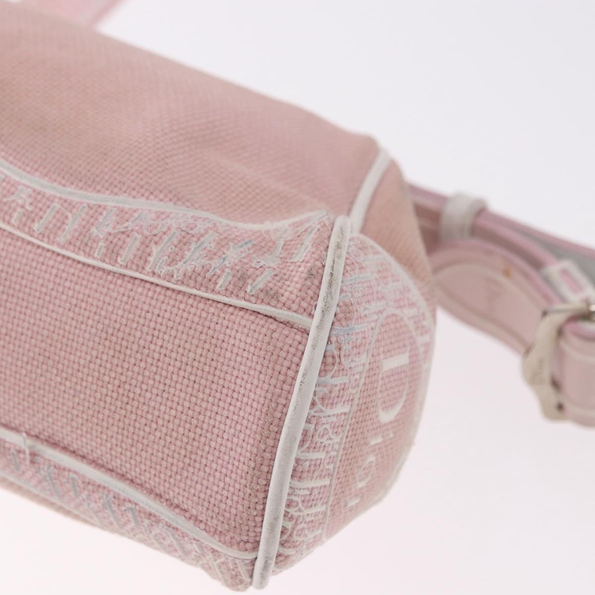 Christian Dior Trotter Canvas Shoulder Bag Pink Silver Auth BA13589A
