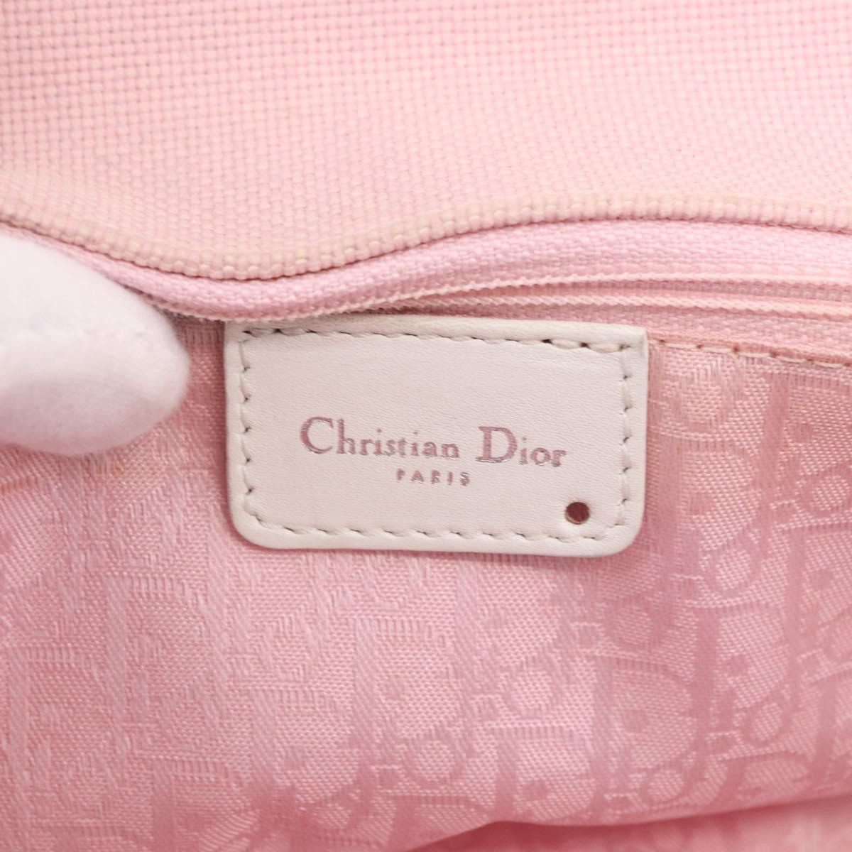 Christian Dior Trotter Canvas Shoulder Bag Pink Silver Auth BA13589A