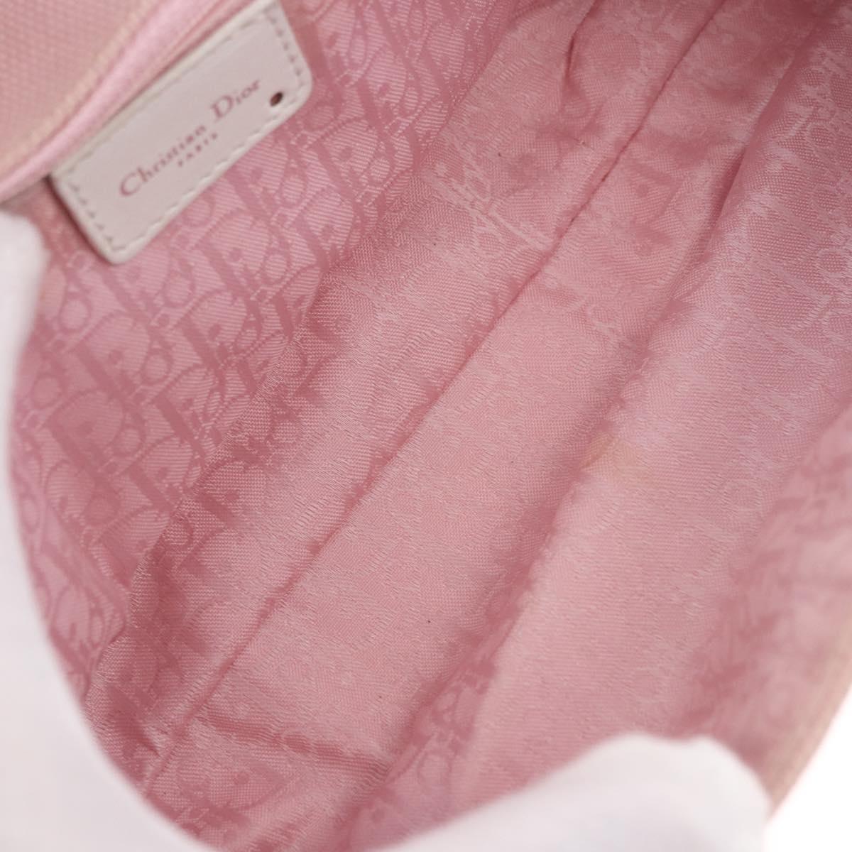 Christian Dior Trotter Canvas Shoulder Bag Pink Silver Auth BA13589A