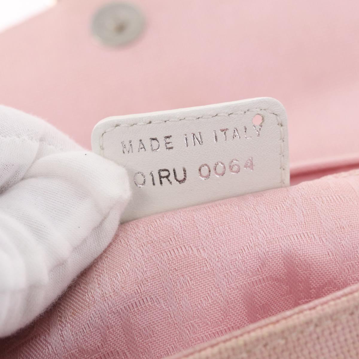 Christian Dior Trotter Canvas Shoulder Bag Pink Silver Auth BA13589A