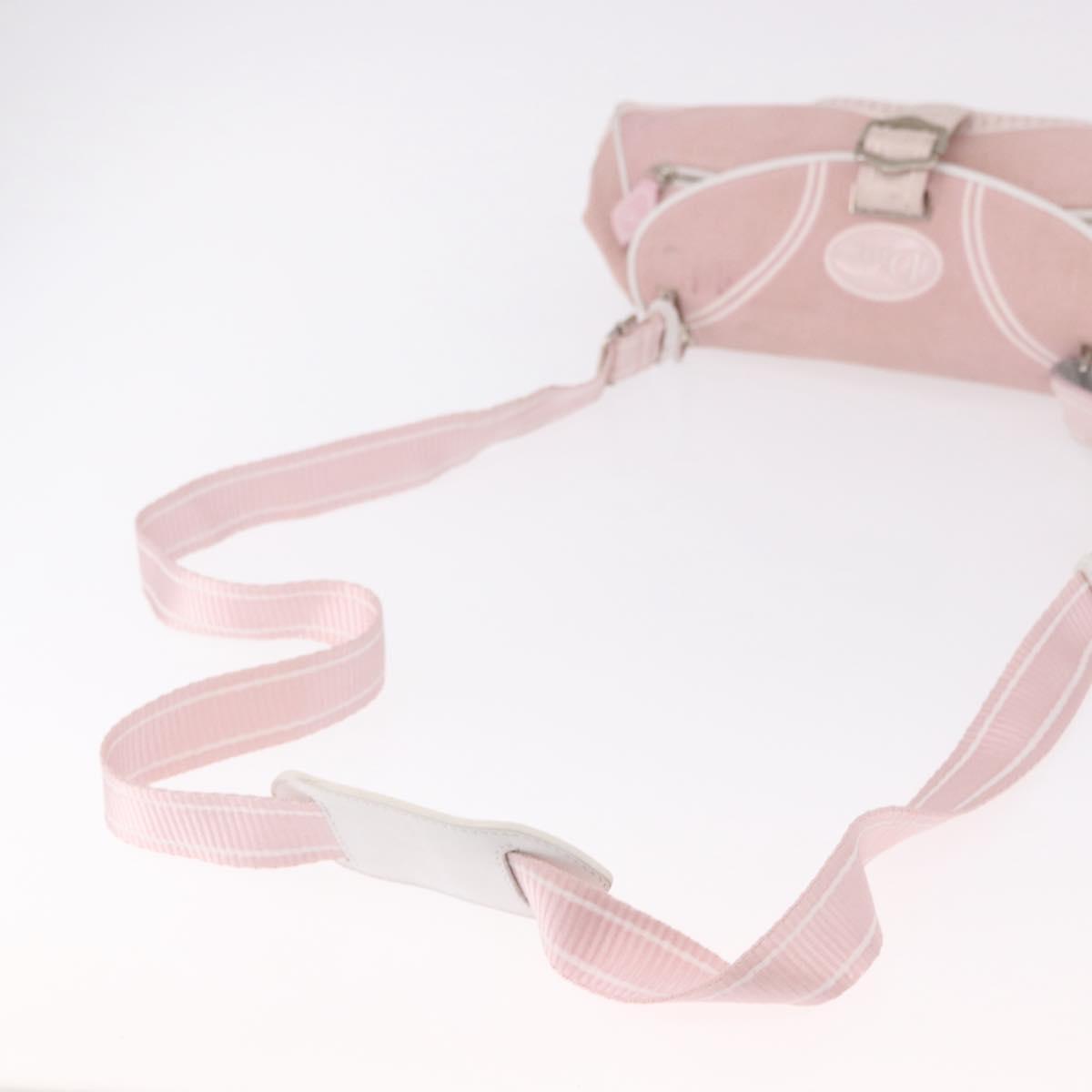 Christian Dior Trotter Canvas Shoulder Bag Pink Silver Auth BA13589A